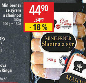 Miniberner se sýrem a slaninou Příbramská uzenina