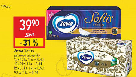 Papírové kapesníčky 4vrstvé Softis Zewa - box