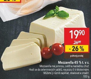 Sýr Mozzarella cihla 45%