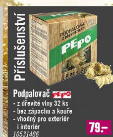 Podpalovač z dřevité vlny Pe-po