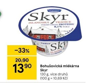 Dezert zakysaný bílý Skyr Bohušovická mlékárna