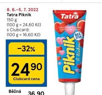 Mléko kondenzované Piknik Tatra