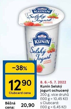 Ochucený jogurt selský Kunín