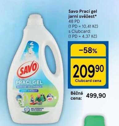 Prací gel bez chloru Savo