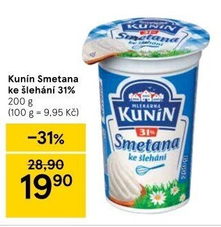 Smetana ke šlehání Kunín 31%