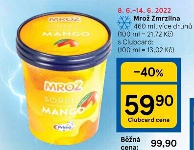 Sorbet v kelímku Mrož Prima