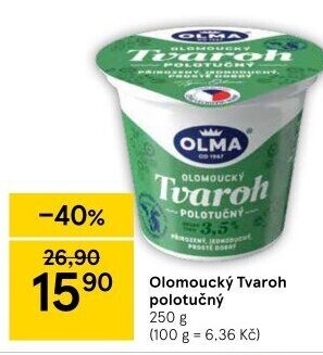 Tvaroh polotučný Olomoucký Olma