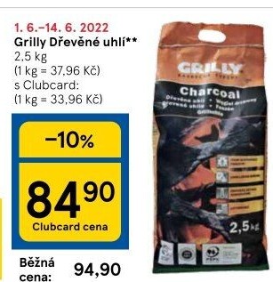 Dřevěné uhlí Grilly