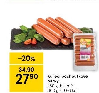 Párky kuřecí pochoutkové Vodňanské kuře
