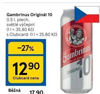 Pivo světlé výčepní Originál 10° Gambrinus