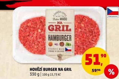 Hovězí burger Na gril Penny