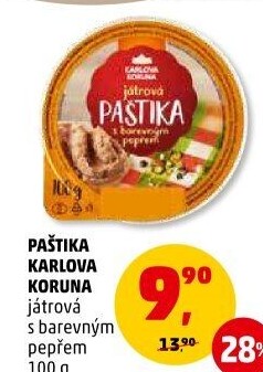 Paštika játrová s barevným pepřem Karlova Koruna