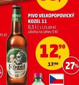 Pivo ležák 11° Velkopopovický Kozel