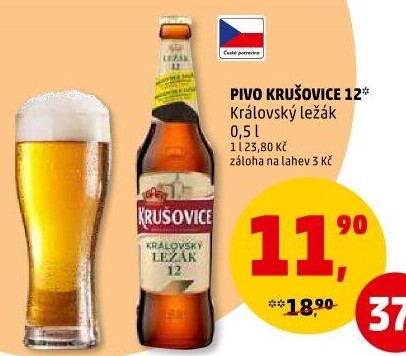Pivo světlé Královský ležák 12° Krušovice