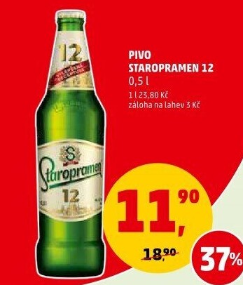 Pivo světlý ležák 12° Staropramen