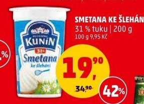 Smetana ke šlehání Kunín 31%