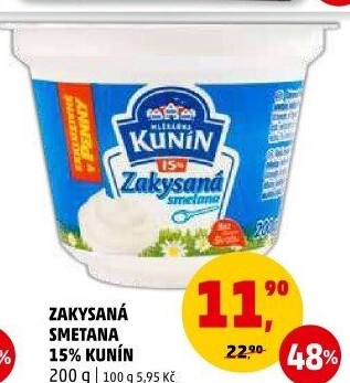 Zakysaná smetana Kunín 15%