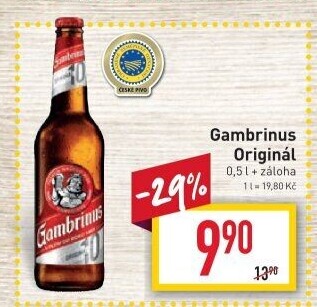 Pivo světlé výčepní Originál 10° Gambrinus