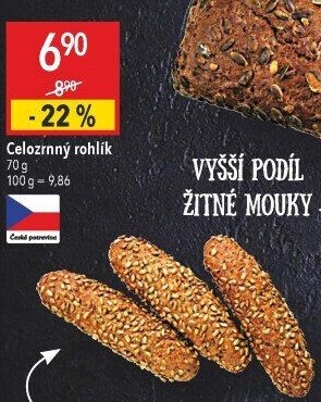 Celozrnný rohlík