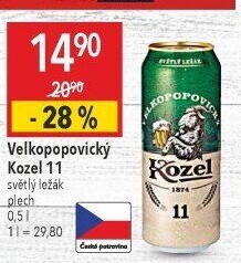 Pivo světlý ležák 11° Medium Velkopopovický Kozel