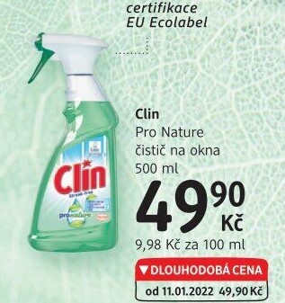 Čistič oken Pro Nature Clin