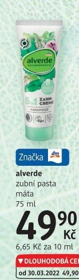 Pasta na zuby mátová Alverde
