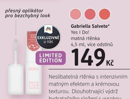 Rtěnka matná Yes I DO! Gabriella Salvete