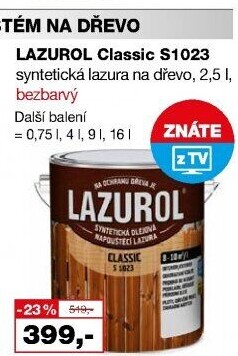 Lazura na dřevo Classic Lazurol