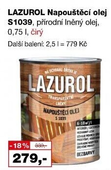 Napouštěcí olej na dřevo Lazurol