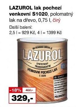 Venkovní pochozí lak Lazurol