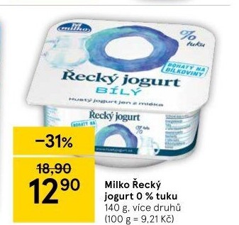 Bílý jogurt řecký 0% Milko
