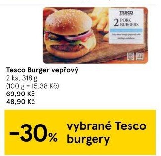Burger vepřový Tesco