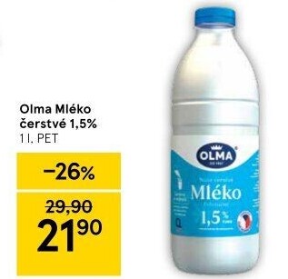Mléko čerstvé Olma - 1,5% polotučné