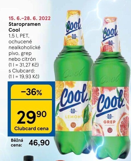 Nealkoholické pivo ochucené Staropramen Cool