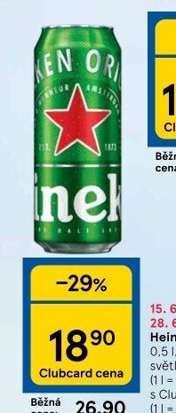 Pivo světlý ležák Heineken