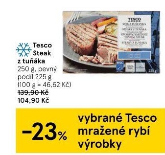 Tuňák steak mražený Tesco
