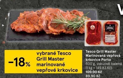 Vepřová krkovice marinovaná bez kosti Porto Grill Master Tesco