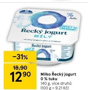 Bílý jogurt řecký 0% Milko