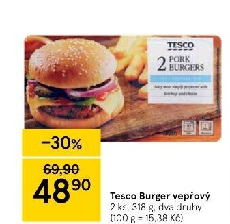 Burger vepřový Tesco
