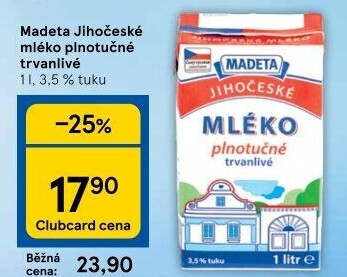 Mléko trvanlivé Jihočeské Madeta - 3,5% plnotučné