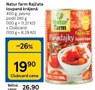 Rajčata loupaná krájená Natur Farm