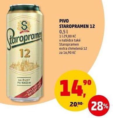 Pivo světlý ležák 12° Staropramen