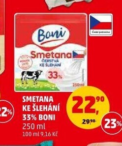 Smetana ke šlehání Boni 33%