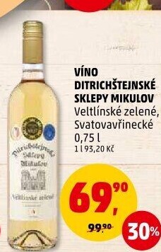 Víno Veltlínské zelené Ditrichštejnské sklepy Mikulov