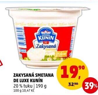 Zakysaná smetana de luxe Kunín 20%