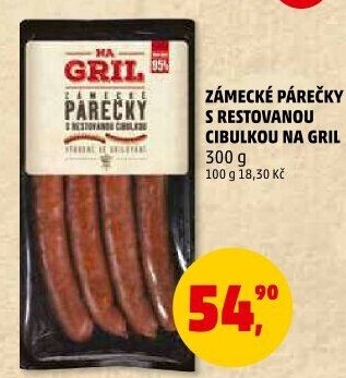 Zámecké párečky s restovanou cibulkou Na gril Penny