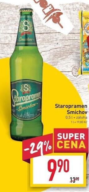 Pivo světlé výčepní 10° Smíchov Staropramen