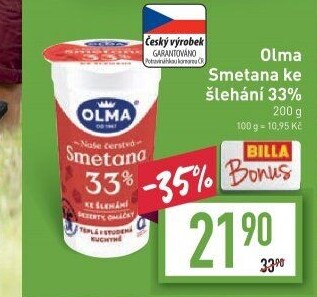 Smetana ke šlehání Olma 33%
