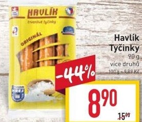 Tyčinky trvanlivé se sýrem a solí Havlík