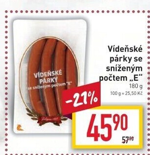 Vídeňské párky se sníženým počtem E Pejskar